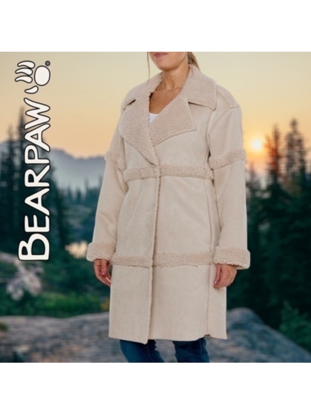BearPaw Cream Teddy Shearling Coat